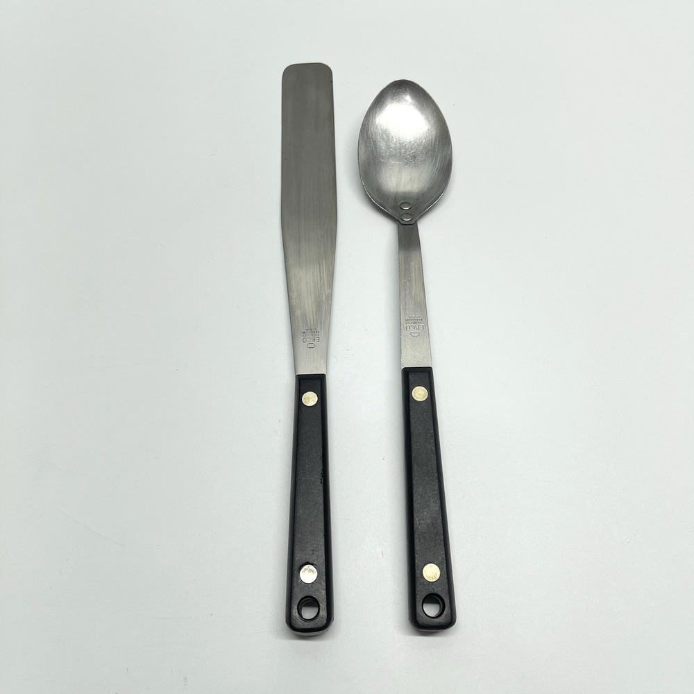 Vintage Ekco Flint Arrowhead Stainless Steel Basting Spoon & Spreader USA Made